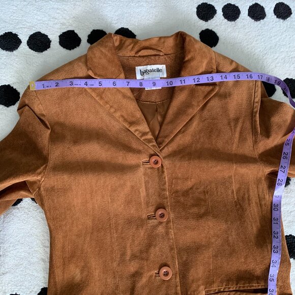 Vintage Bagatelle Camel Suede Leather Long Midi Overcoat Blazer Trench Coat - Picture 15 of 16